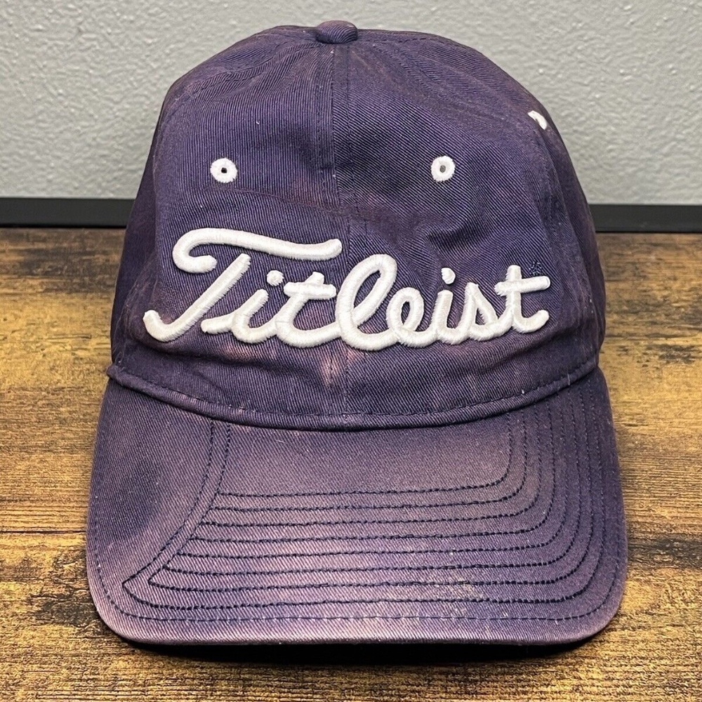 Titleist Golf Script Embroidered Hat Strapback New Era Blue Adjustable Faded